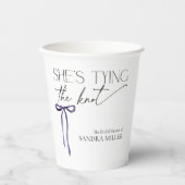 Ze Knoopt de Knoop Paarse Strik Bruidsdouche Papieren Bekers (Voorkant)