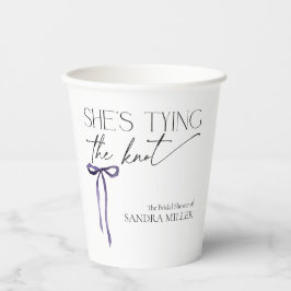 Ze Knoopt de Knoop Paarse Strik Bruidsdouche Papieren Bekers