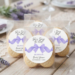 Ze Knoopt de Knoop Paarse Strik Shower Sticker