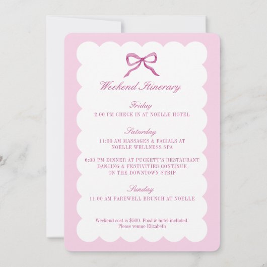 Ze Knoopt de Knoop Roze Boog Bachelorette Feestje Kaart (Achterkant)