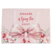 Ze knoopt de knoop roze boog bloemachtige Bruidsme Groot Cadeauzakje (Voorkant)