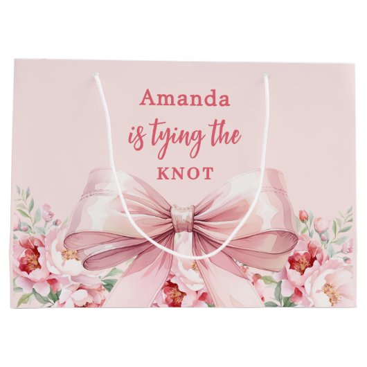 Ze knoopt de knoop roze boog bloemachtige Bruidsme Groot Cadeauzakje (Achterkant)