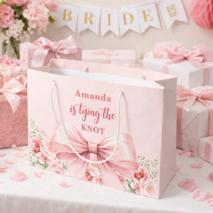 Ze knoopt de knoop roze strik bloem Bruidsborrel Groot Cadeauzakje