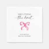 Ze Knoopt de Knoop Roze Strik Bruidsdiner Servet (Voorkant)