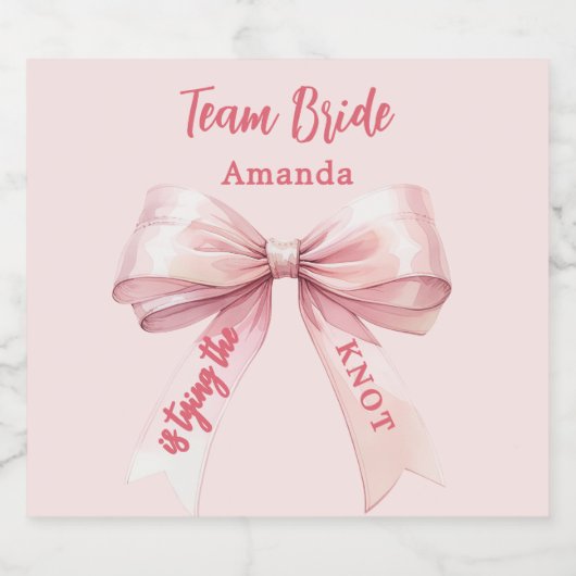 Ze knoopt de knoop Team Bruid Sparkling Wijnetiket (Enkel label)