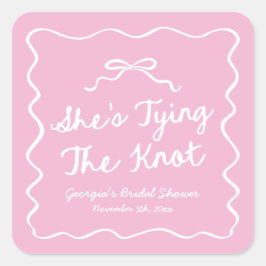 Ze Knoopt De Knoop Whimsical Boog Bruidsjurk Showe Vierkante Sticker