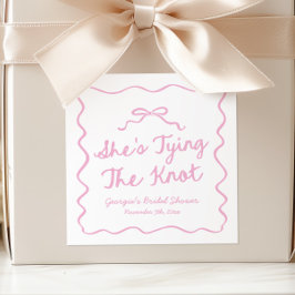 Ze Knoopt De Knoop Whimsical Boog Bruidsjurk Showe Vierkante Sticker