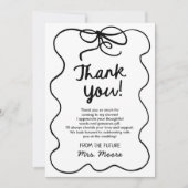 Ze Knoopt De Knoop Wispelturige Boog Bruidsmeisje  Bedankkaart (Voorkant)