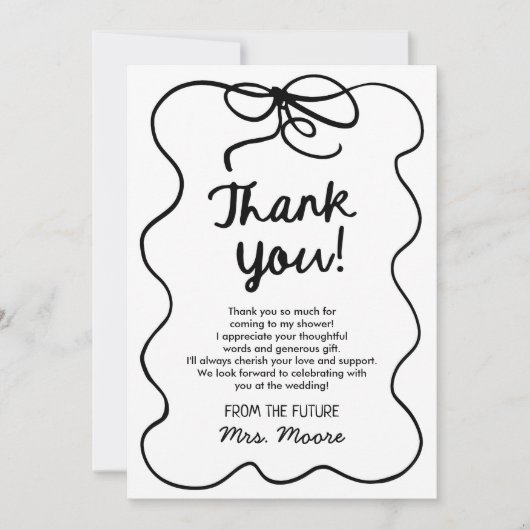 Ze Knoopt De Knoop Wispelturige Boog Bruidsmeisjes Bedankkaart (Voorkant)