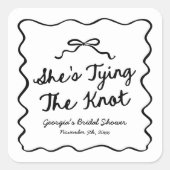 Ze Knoopt De Knoop Wispelturige Boog Bruidsmeisjes Vierkante Sticker (Voorkant)