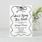 Ze Knoopt De Knoop Wonderschone Boog Bruidsfeest Kaart (Staand voorkant)