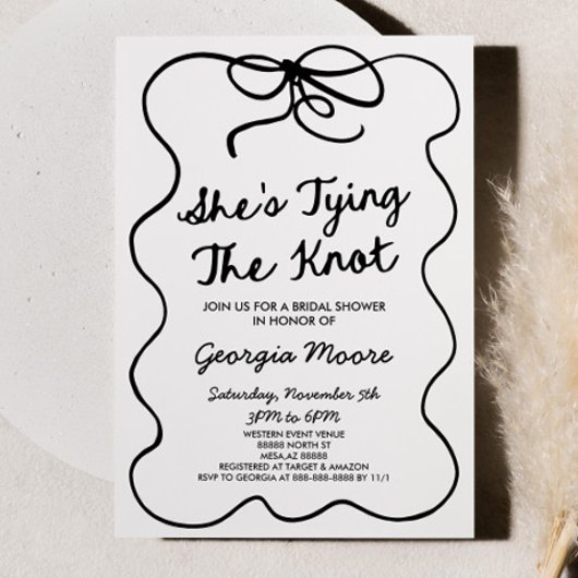 Ze Knoopt De Knoop Wonderschone Boog Bruidsfeest Kaart