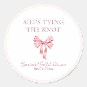 Ze Knoopt de Knoop Zacht Roze Coquette Bruiloft Ronde Sticker