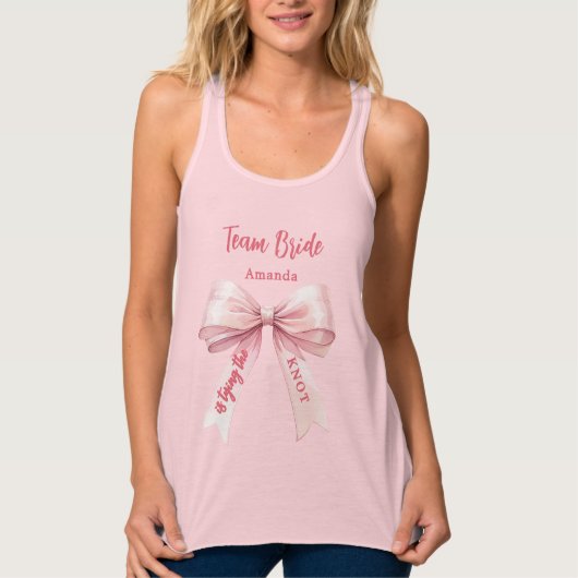 Ze knoopt de roze knoop voor Team Bride Tanktop (Voorkant)
