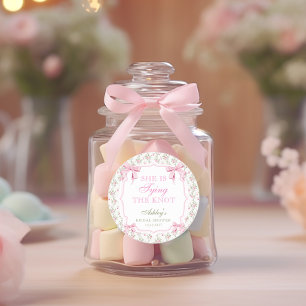 Ze Knoopt de Roze Strik Vintage Ronde Sticker