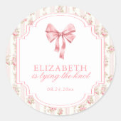 Ze Knoopt de Strik Coquette Boog Bruidsfeest Ronde Sticker (Voorkant)