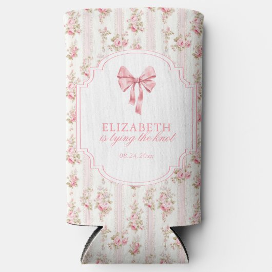 Ze Knoopt de Strik Coquette Boog Bruidsfeest Seltzer Blikjeskoeler (Voorkant)