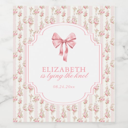 Ze Knoopt de Strik Coquette Bruidsmeisjesfeest Wijn Etiket (Enkel label)