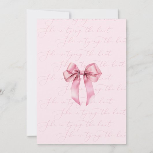 Ze knoopt het Pink Bow-Vrijgezellenfeest Kaart (Achterkant)