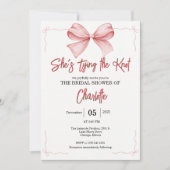 ze knoopt het roze Bow vrijgezellenfeest Kaart (Voorkant)