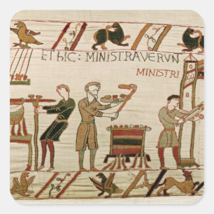 Ze koken het vlees vierkante sticker