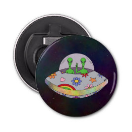Ze komen in de Vrede UFO Button Flesopener