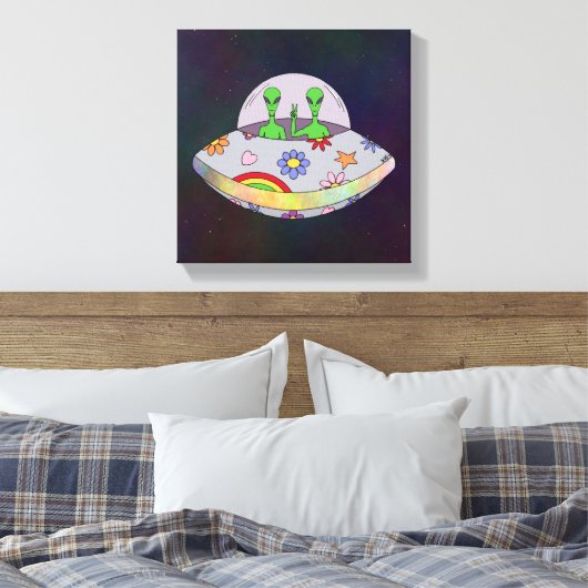 Ze komen in de Vrede UFO Canvas Afdruk (Insitu (Slaapkamer))