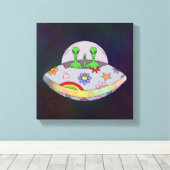 Ze komen in de Vrede UFO Canvas Afdruk (Insitu (Houten vloer))