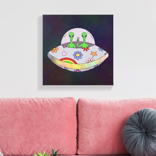 Ze komen in de Vrede UFO Canvas Afdruk (Insitu (Woonkamer))