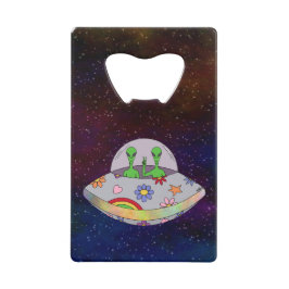 Ze komen in de Vrede UFO Creditkaart Flessenopener