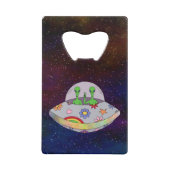 Ze komen in de Vrede UFO Creditkaart Flessenopener (Achterkant)