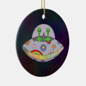 Ze komen in de Vrede UFO Keramisch Ornament (Rechts)