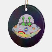 Ze komen in de Vrede UFO Keramisch Ornament (Links)