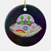 Ze komen in de Vrede UFO Keramisch Ornament (Achterkant)