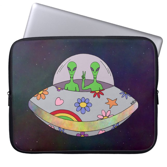 Ze komen in de Vrede UFO Laptop Sleeve (Voorkant)