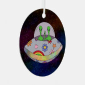 Ze komen in de Vrede UFO Metalen Ornament (Voorkant Rechts)