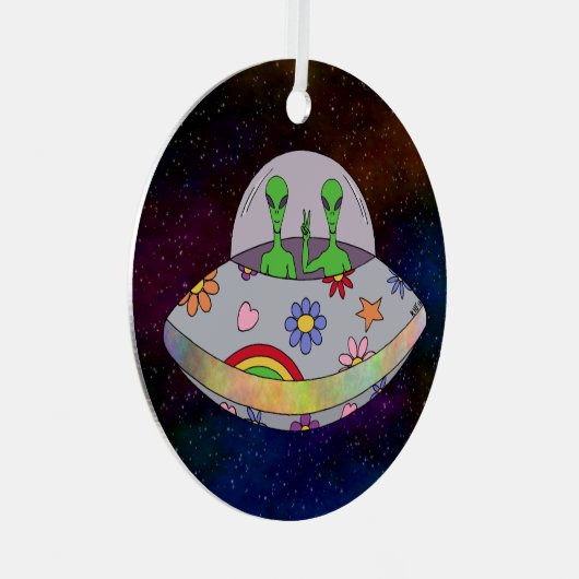 Ze komen in de Vrede UFO Metalen Ornament (Voorkant Rechts)