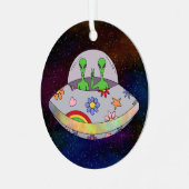 Ze komen in de Vrede UFO Metalen Ornament (Voorkant links)