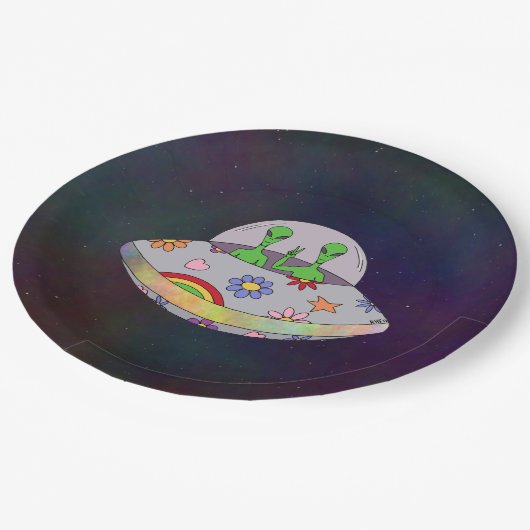 Ze komen in de Vrede UFO Papieren Bordje (Gekanteld)