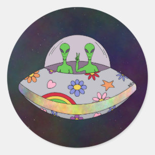 Ze komen in de Vrede UFO Ronde Sticker