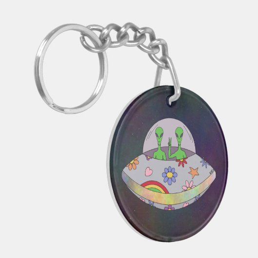 Ze komen in de Vrede UFO Sleutelhanger (Voorkant Links)