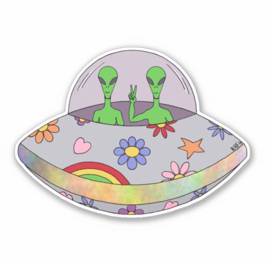 Ze komen in de Vrede UFO Sticker (Voorkant)