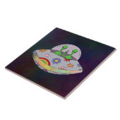 Ze komen in de Vrede UFO Tegeltje (Zijkant)