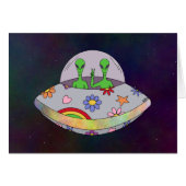 Ze komen in het Peace UFO-Wenskaart (Voorkant Horizontaal)