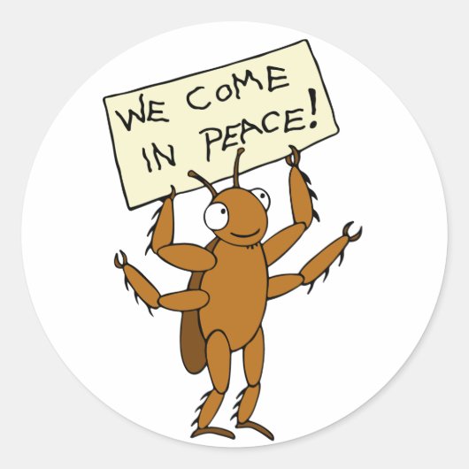 Ze komen in vrede! ronde sticker (Voorkant)