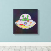 Ze komen in vrede UFO Canvas Afdruk (Insitu (Houten vloer))