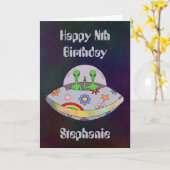 Ze komen in vrede UFO verjaardagskaart Kaart (Gele Bloem)