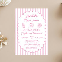 Ze komt hier snel zee schelp meisje baby shower