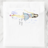 Ze komt in kleuren rechthoekige sticker (Tas)