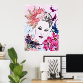 ze komt met de zon boven poster (Thuiskantoor)